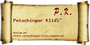 Petschinger Klió névjegykártya